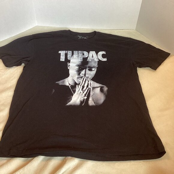 Men's Poetic Justice Tupac Prayer Hand Graphic T-Shirt Size XL Black - Picture 1 of 4